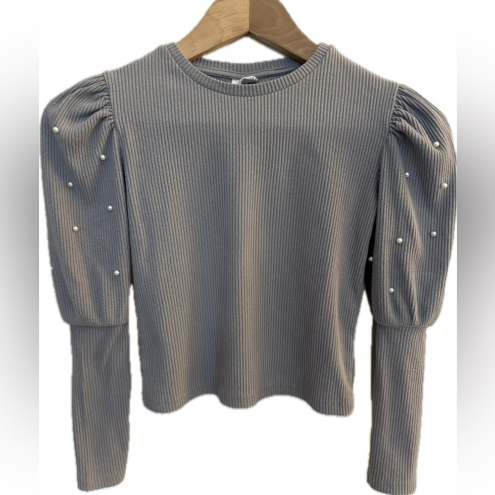 Zara Girls Pearl Embellished Puff Long Sleeve Top
Grey Preowned Size 9